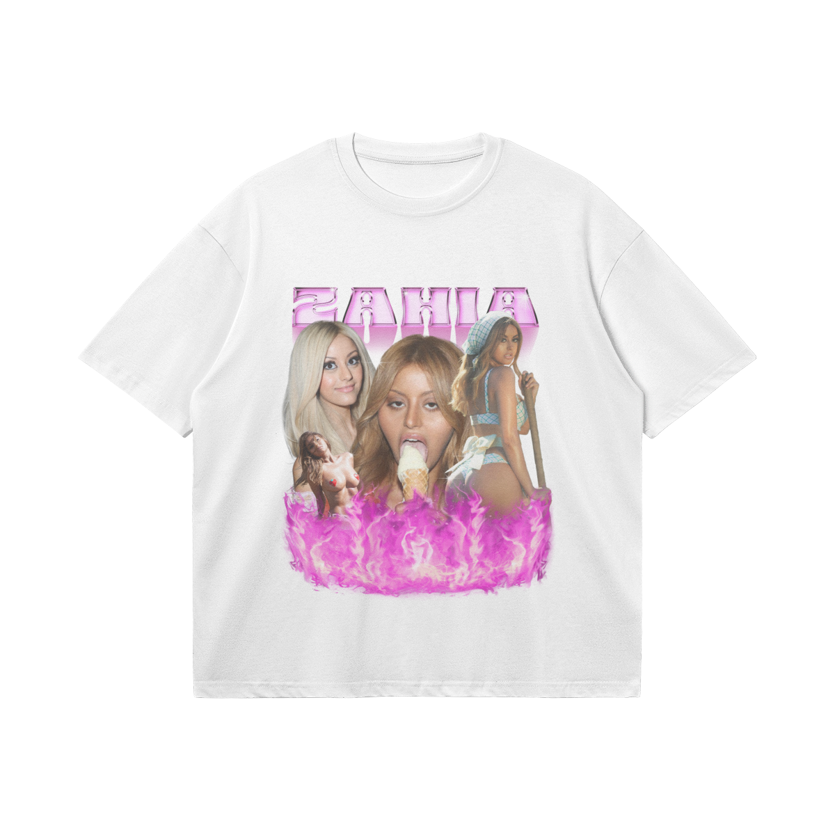 T-shirt blanc oversize imprimé Zahia Dehar