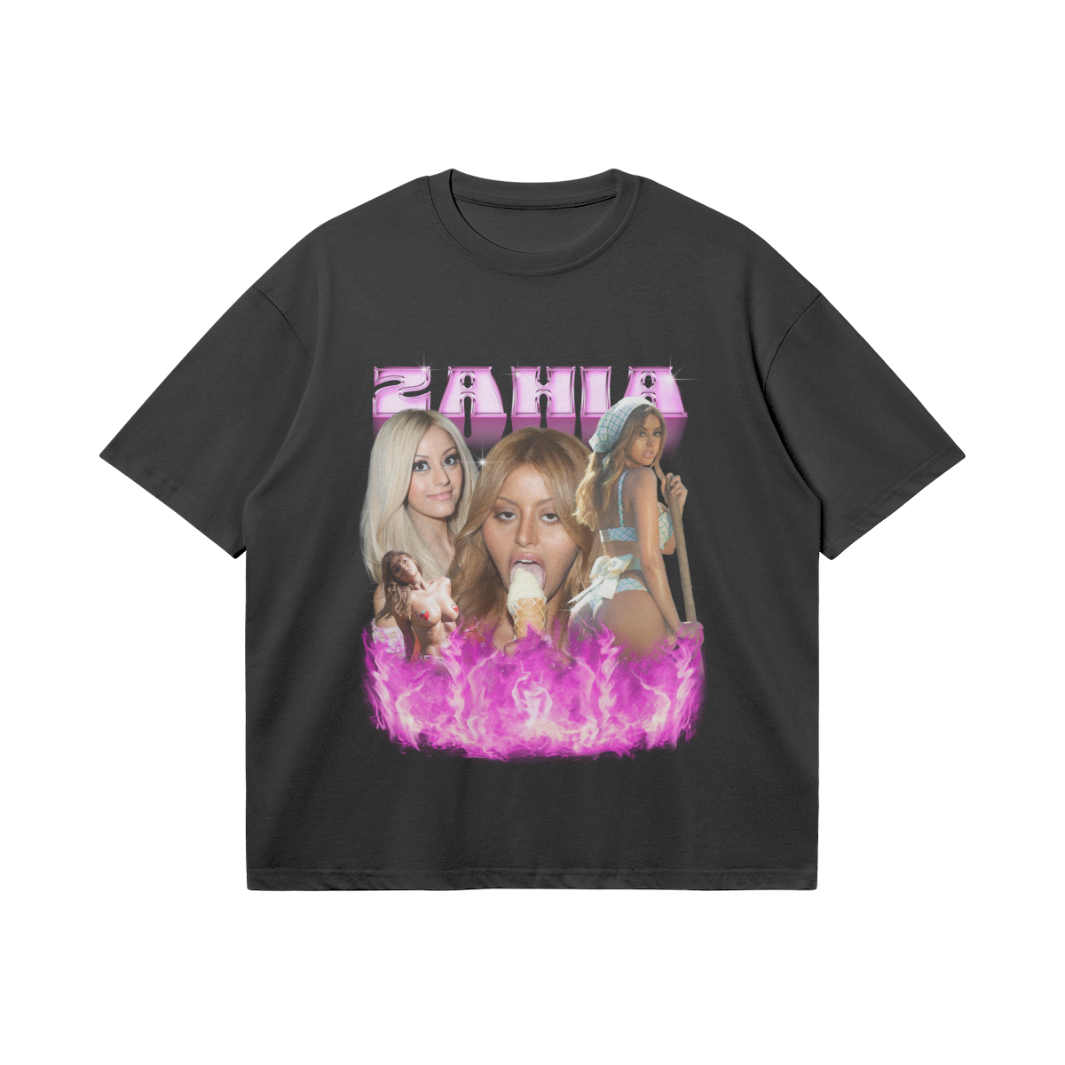 T-shirt noir oversize imprimé Zahia Dehar
